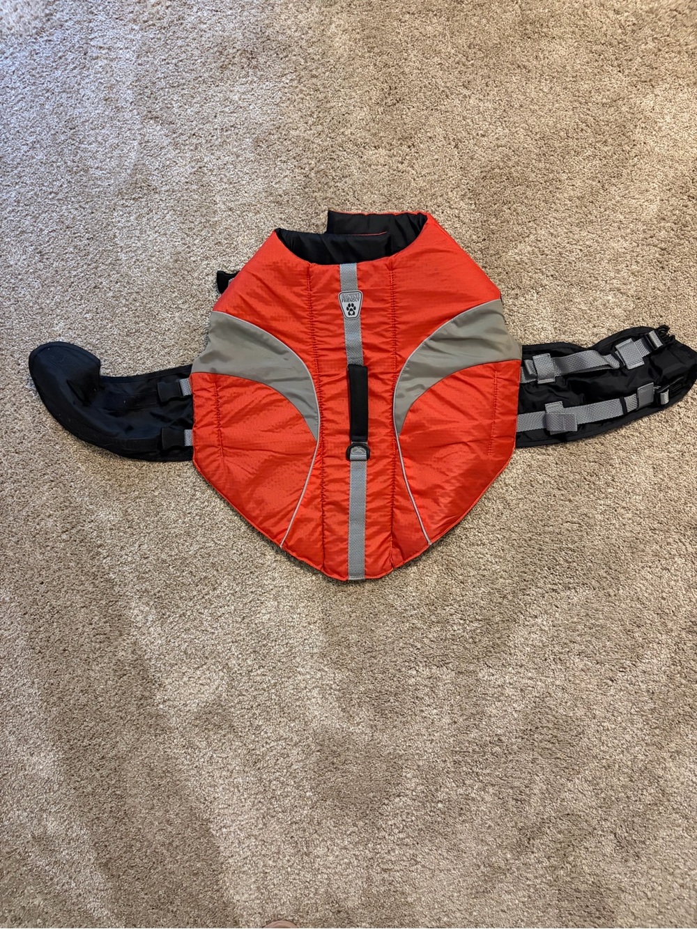 High-Visibility Orange Dog Life Jacket with Secure Black Straps